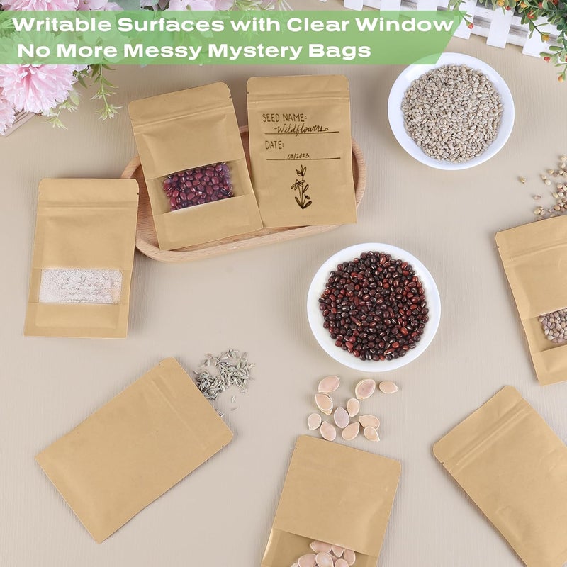 hasumcol 160 Pack Seed Packet Envelopes Resealable with Clear Window – 3.5 x 5.4", Gardening Seeds Storage Bags for Seeds Saving, DIY gifts, Jewelry, Snack, Tea Samples - Image 4